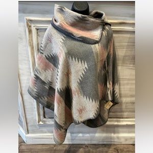 Women’s Yellowstone Beth Dutton style pink & gray poncho outerwear. One size